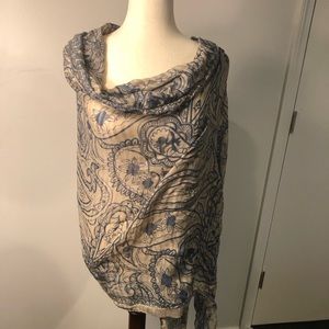 Blue printed scarf , wrap or sarong